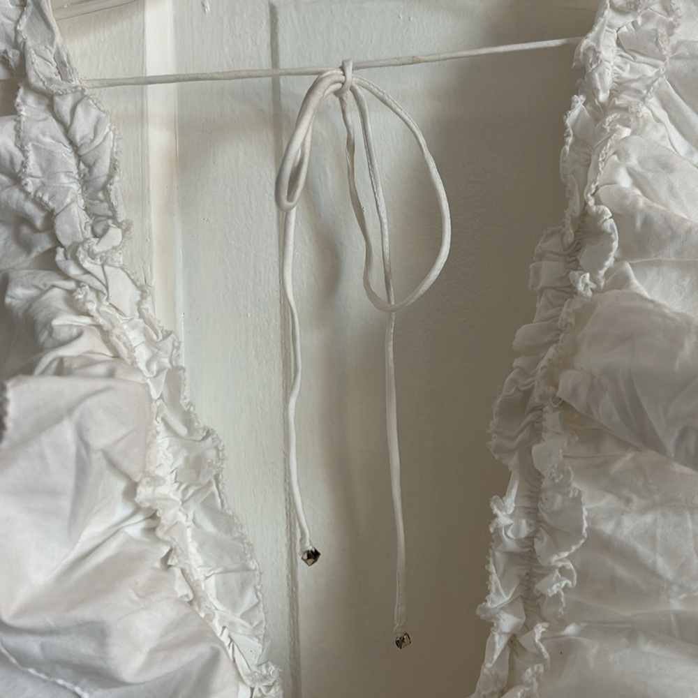 RARE! • ANTHROPOLOGIE • LOVE THE LABEL ‘Azalea’ White Ruffle Tiered Midi Dress - Picture 11 of 16
